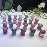 Natural Rainbow Fluorite Carved Pug Dog Pendant
