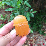 Natural Stone Calcite Rose Quartz Fluorite Aventurine Carved Jellyfish Statue