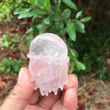 Natural Stone Calcite Rose Quartz Fluorite Aventurine Carved Jellyfish Statue