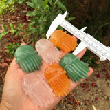 Natural Stone Calcite Rose Quartz Fluorite Aventurine Carved Jellyfish Statue