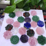 Green Aventurine Pink Quartz Rose Flower Crystal Carved Home Decoration