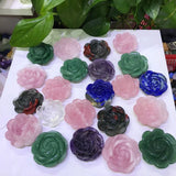 Green Aventurine Pink Quartz Rose Flower Crystal Carved Home Decoration