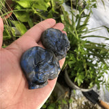 Labradorite Elephant Family Carved Animal Home Decor Crystal Gift