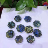 Labradorite Rose Flower Crystal Carved Home Decoration Ornament