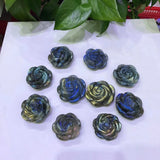 Labradorite Rose Flower Crystal Carved Home Decoration Ornament