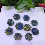 Labradorite Rose Flower Crystal Carved Home Decoration Ornament