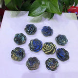 Labradorite Rose Flower Crystal Carved Home Decoration Ornament