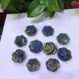 Labradorite Rose Flower Crystal Carved Home Decoration Ornament