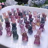 1 Pc Rainbow Fluorite Carved Dog French Bulldog Crystal Craft