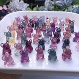 1 Pc Rainbow Fluorite Carved Dog French Bulldog Crystal Craft