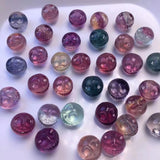 Rainbow Fluorite Carved Ghost Head Animal Crystal Craft Home Decoration