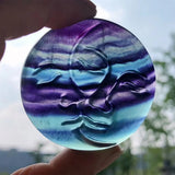Rainbow Fluorite Sun & Moon Face Home Decor Crystal Craft Gift