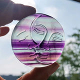 Rainbow Fluorite Sun & Moon Face Home Decor Crystal Craft Gift