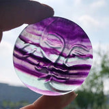 Rainbow Fluorite Sun & Moon Face Home Decor Crystal Craft Gift