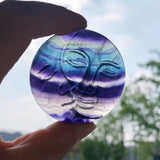 Rainbow Fluorite Sun & Moon Face Home Decor Crystal Craft Gift