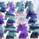 Rainbow Fluorite Unicorn Carved Crystal Home Decor Gift