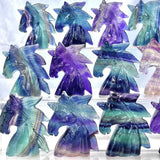 Rainbow Fluorite Unicorn Carved Crystal Home Decor Gift