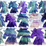 Rainbow Fluorite Unicorn Carved Crystal Home Decor Gift