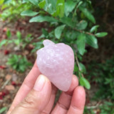 Rose Quartz Carved Strawberry Fruit Plant Statue Craft Home Decor Gift