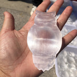 1 Pc Natural Stone Selenite Owl Bowl Crystal Carved Animal Figurine Gift