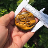 1 Pc Tiger Eye Sun & Moon Face Home Decoration Carved Craft Gift