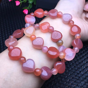 1 Pc Yanyuan Agate Bracelet Heart Beads Crystal Healing Jewelry Gift