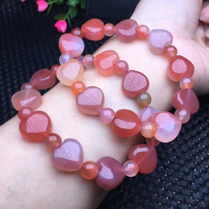 1 Pc Yanyuan Agate Bracelet Heart Beads Crystal Healing Jewelry Gift