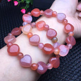 1 Pc Yanyuan Agate Bracelet Heart Beads Crystal Healing Jewelry Gift