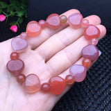 1 Pc Yanyuan Agate Bracelet Heart Beads Crystal Healing Jewelry Gift