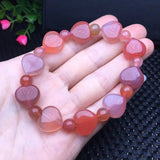 1 Pc Yanyuan Agate Bracelet Heart Beads Crystal Healing Jewelry Gift