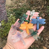Natural Stone Dragonfly Carved Animal Crystal Craft Home Decoration Ornament