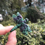 Natural Stone Dragonfly Carved Animal Crystal Craft Home Decoration Ornament