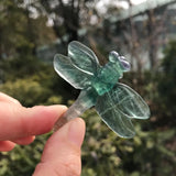Natural Stone Dragonfly Carved Animal Crystal Craft Home Decoration Ornament