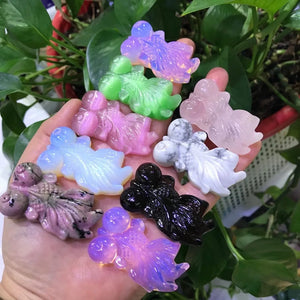 1 Pc Natural Stone Goldfish Carved Animal Crystal Craft Decoration Ornament