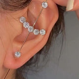 Auricle Diagonal Stud Copper Zircon Piercing Earrings