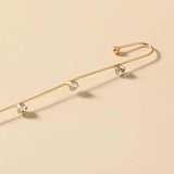 Auricle Diagonal Stud Copper Zircon Piercing Earrings