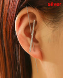 Auricle Diagonal Stud Copper Zircon Piercing Earrings