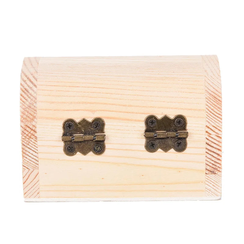 Vintage Wooden Treasure Chest Jewelry Storage Box