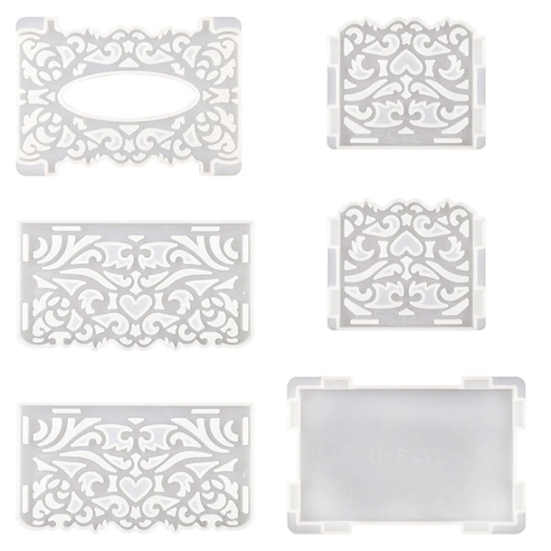 Rectangle Hollow Pattern Tissue Box Jewelry Storage Silicone Mold DIY Crafts