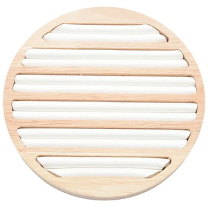 Wooden Round Ring Holder Display Tray Jewelry Showcase