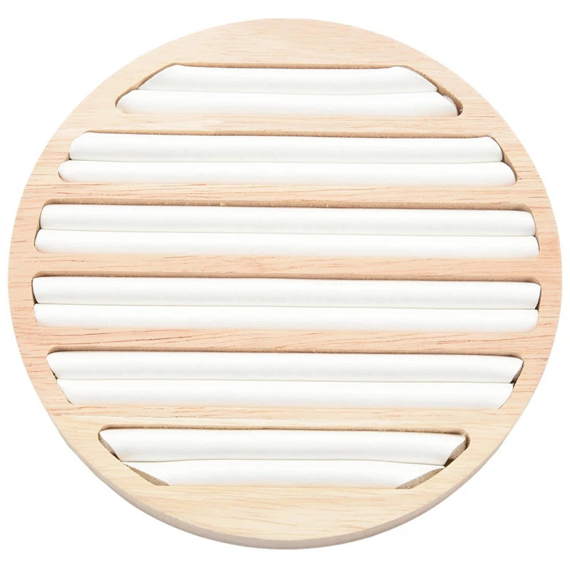 Wooden Round Ring Holder Jewelry Organizer Showcase