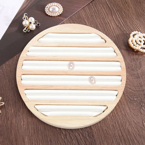 Wooden Round Ring Holder Jewelry Organizer Showcase