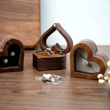 Wedding Ring Box Walnut Pair Jewelry Storage Heart-shaped Wooden Box