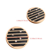 Wood PU Leather Rings Display Stand Tray Case Round Type