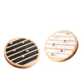 Wood PU Leather Rings Display Stand Tray Case Round Type