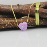 Heart Shape Opal Pendant with 925 Silver Choker Necklace