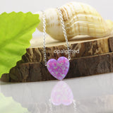 Heart Shape Opal Pendant with 925 Silver Choker Necklace
