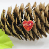 Heart Shape Opal Pendant with 925 Silver Choker Necklace
