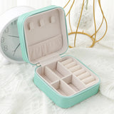 10x10x5cm Zipper Leather Travel Jewelry Organizer Box