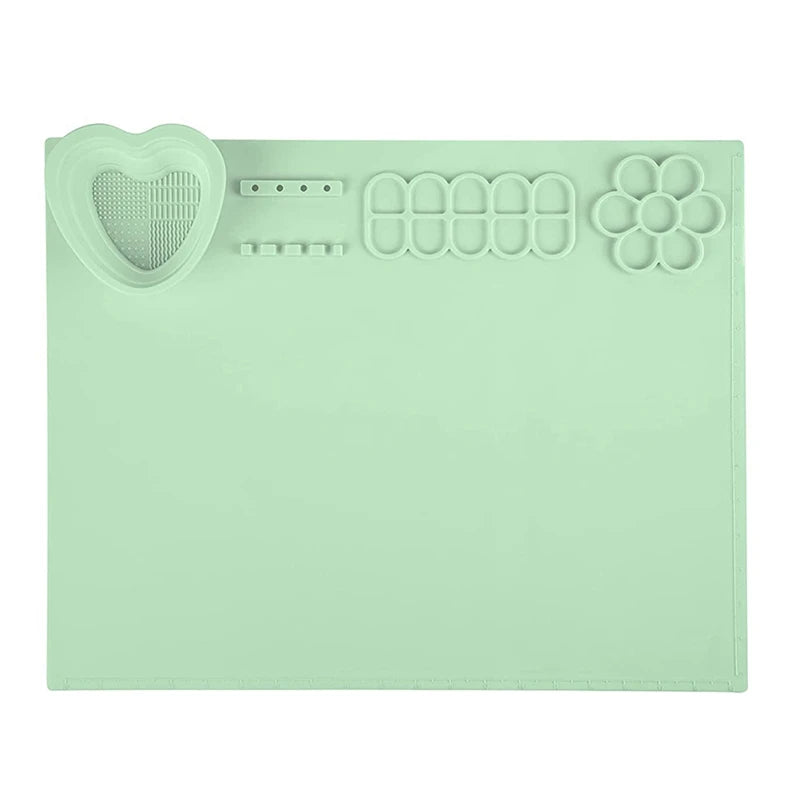 20x16 in Silicone Painting Mat for Resin Casting with Cup - Green
